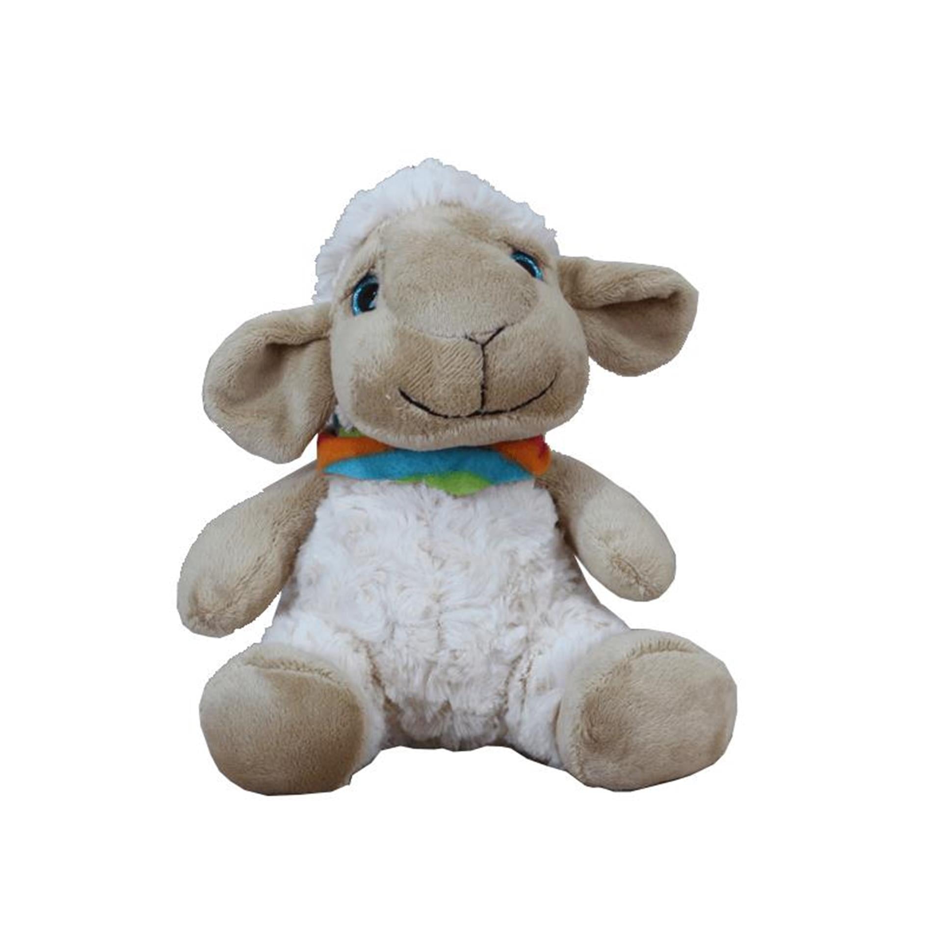 Gerkimex pluche schaap zittend met sjaal 20cm