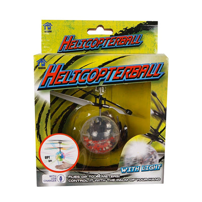 Van manen helicopterball met licht boven je handpalm