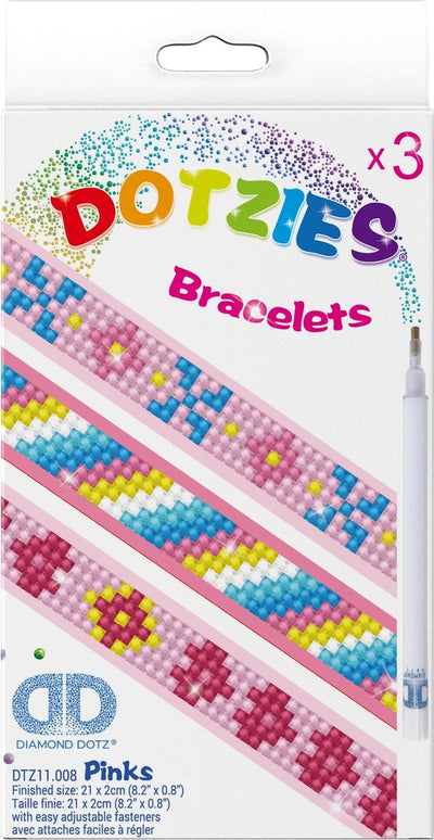 Diamond dotz® diamond dotz dotzies pinks armbandjes - diamond painting - 804 dotz - 21x2 cm