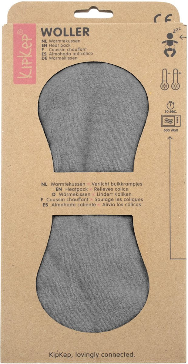 Kipkep woller warmtekussen - pebble grey - pittenzak - bij buikkrampjes - kruik - onrust - huilbaby - grijs