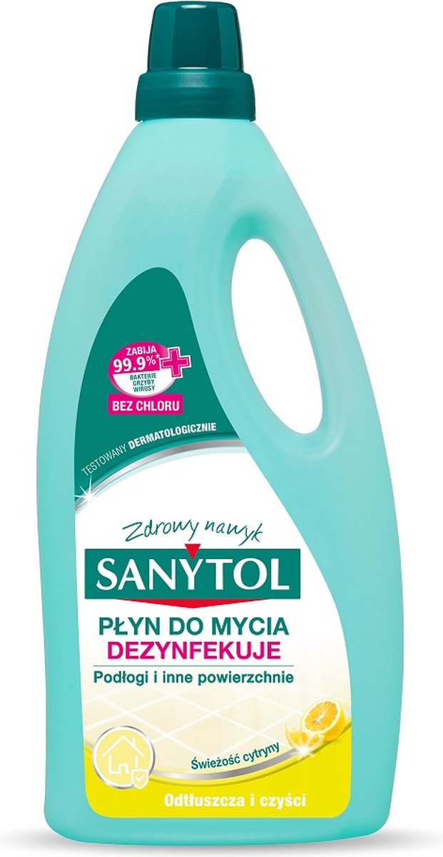 Sanytol multifunctionele vloeistof voor het reinigen en desinfecteren van vloeren en andere oppervlakken met een citroen- en olijfbladgeur 1000ml
