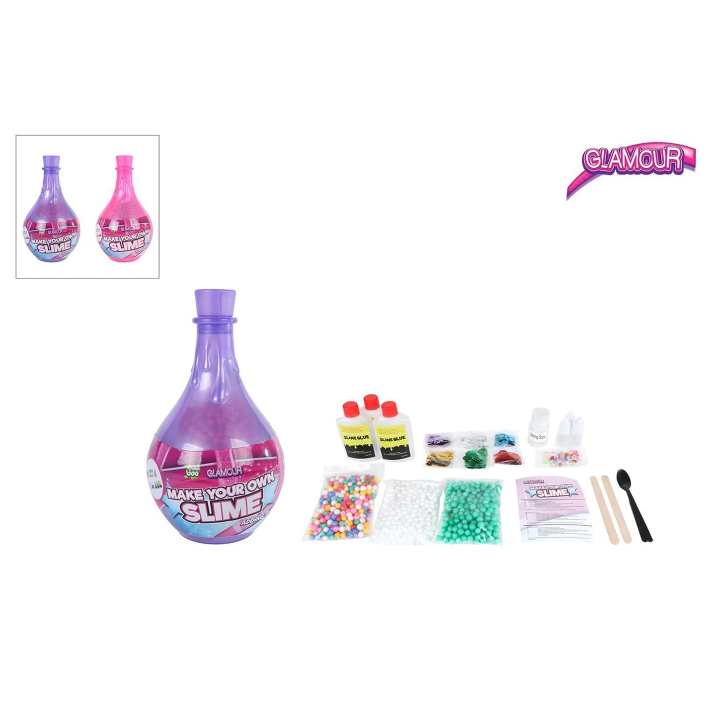 Glamour maak je eigen slijm set in toverfles 2 assorti