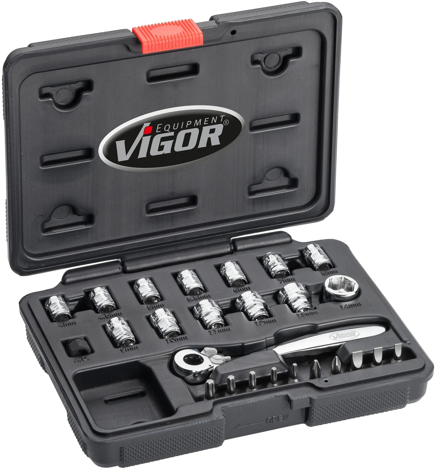Vigor steckschlüsselsatz v5202 socket wrench sets 1 4 super flat