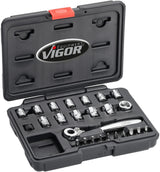 Vigor steckschlüsselsatz v5202 socket wrench sets 1 4 super flat - afbeelding 2