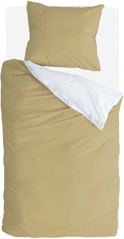 Byrklund dekbedovertrek side way - 140x220 - 100% katoen - okergeel wit