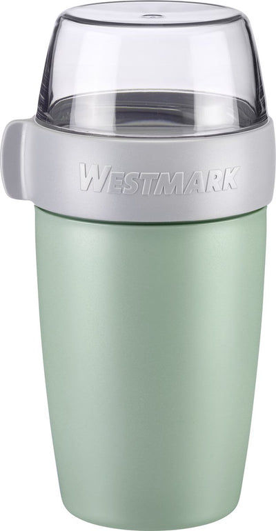 Westmark mueslibeker lunchpot, met 2 lekvrije compartimenten: 200 ml + 500 ml, kunststof, natuurlijk bpa-vrij, muntgroen grijs helder, 5285226m