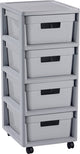 Curver infinity ladesysteem - 4 lades van 11l - met wieltjes - 36x30×66 cm - grijs