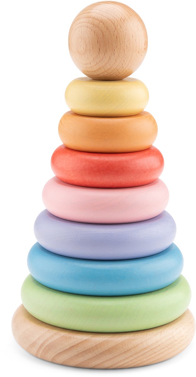 Woet ® houten stapelringen - regenboog stapeltoren - ring stapelaar - educatief houten speelgoed - montessori speelgoed - vanaf 1 jaar