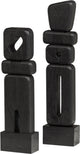 Woood elon sculptuur ornamenten - hout - zwart - set van 2