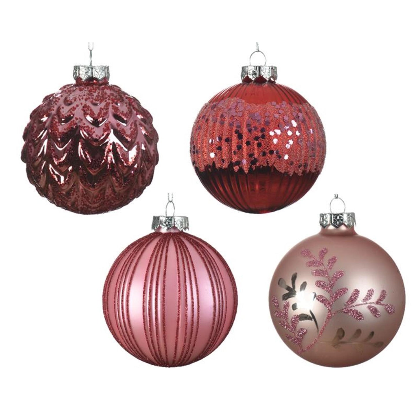 Decoris kerstballen glas ø8cm doos a 12 stuks roze