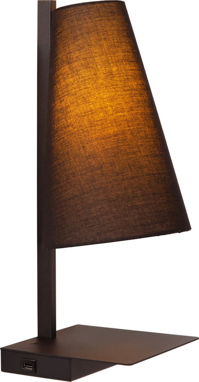 Lucide gregory - bedlamp wandlamp - 1xe27 - met usb oplaadpunt - zwart