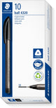 Staedtler ball 4320 - driekantige balpen - zwart- medium - doos met 10 stuks