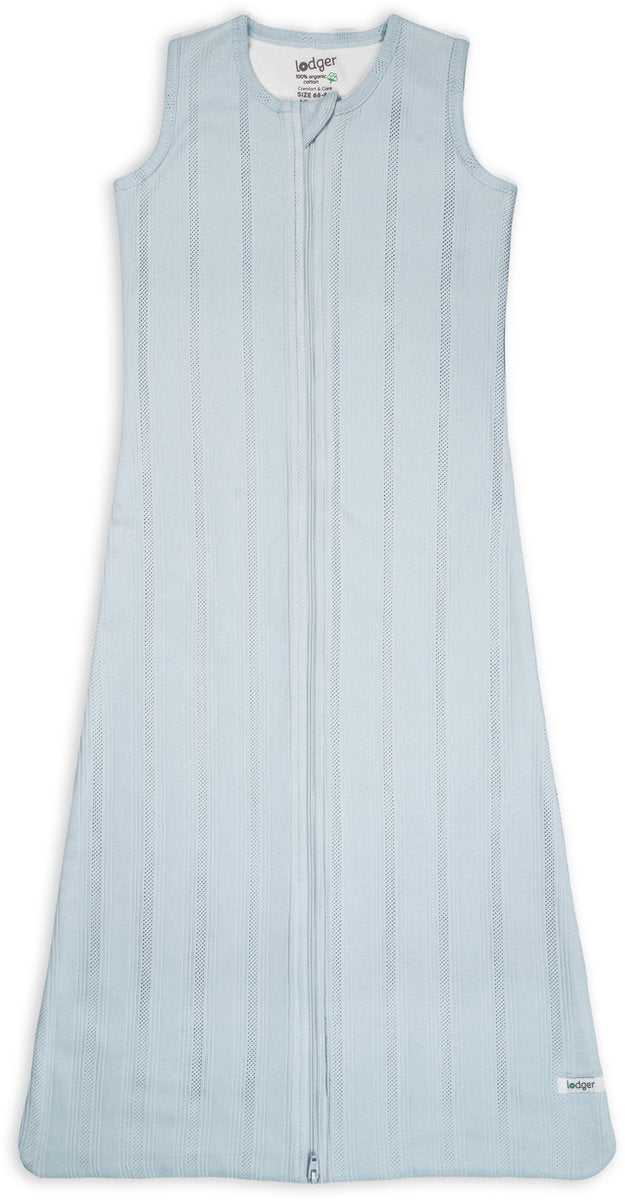 Lodger newborn slaapzak zomer 62cm - veilige aansluiting bij nek en armen - 0.5 tog - 100% biologisch katoen - pointelle blauw - zomerslaapzak