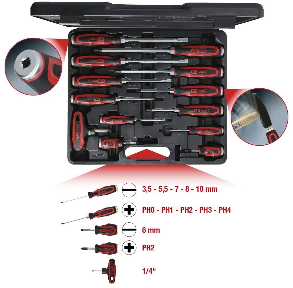 Ks tools schroevendraaier set ergotorquemax set of screwdrivers beat caps