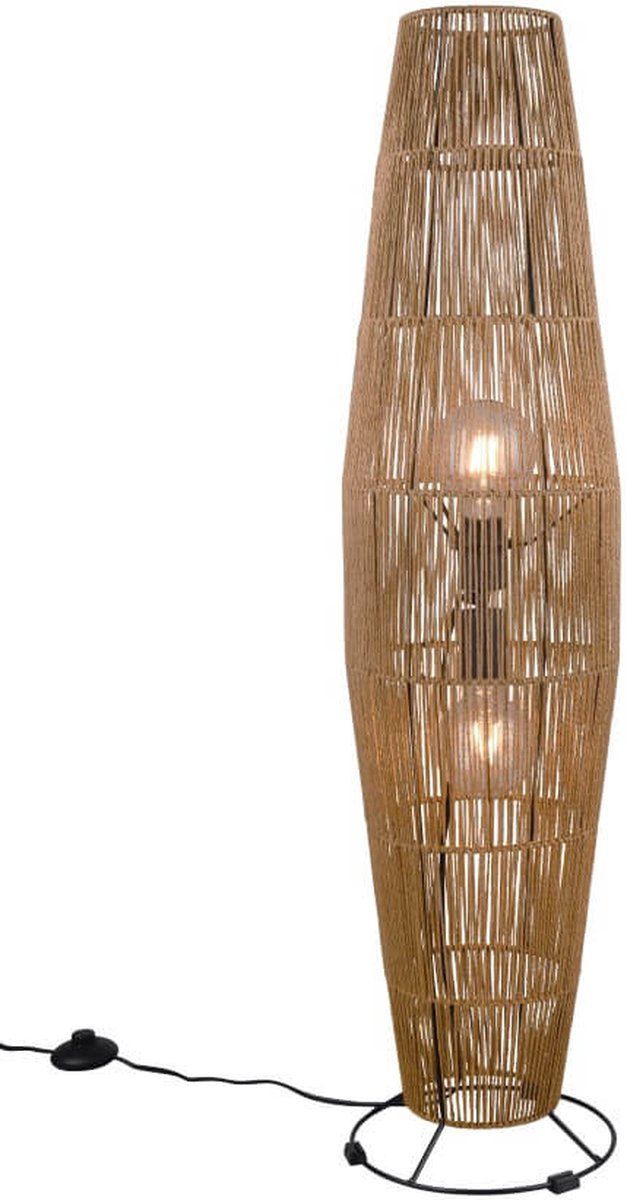 Rl live your light reality miki - vloerlamp - bruin - excl. 2x e27 40w - voetschakelaar - naturel sisal