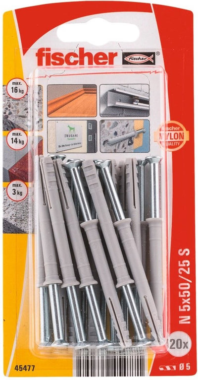 Fischer 045477 n 5 x 50 25 s k nv spijkerplug 50 mm 5 mm 1 set(s)