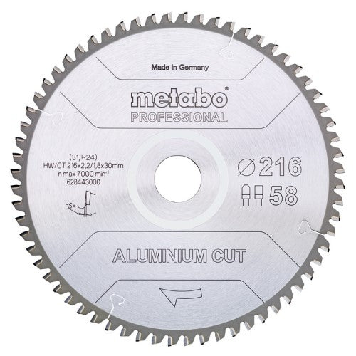 Metabo accessoires cirkelzaagblad | aluminium cut prof | 216x30mm | z58 fz tz 5° neg - 628443000