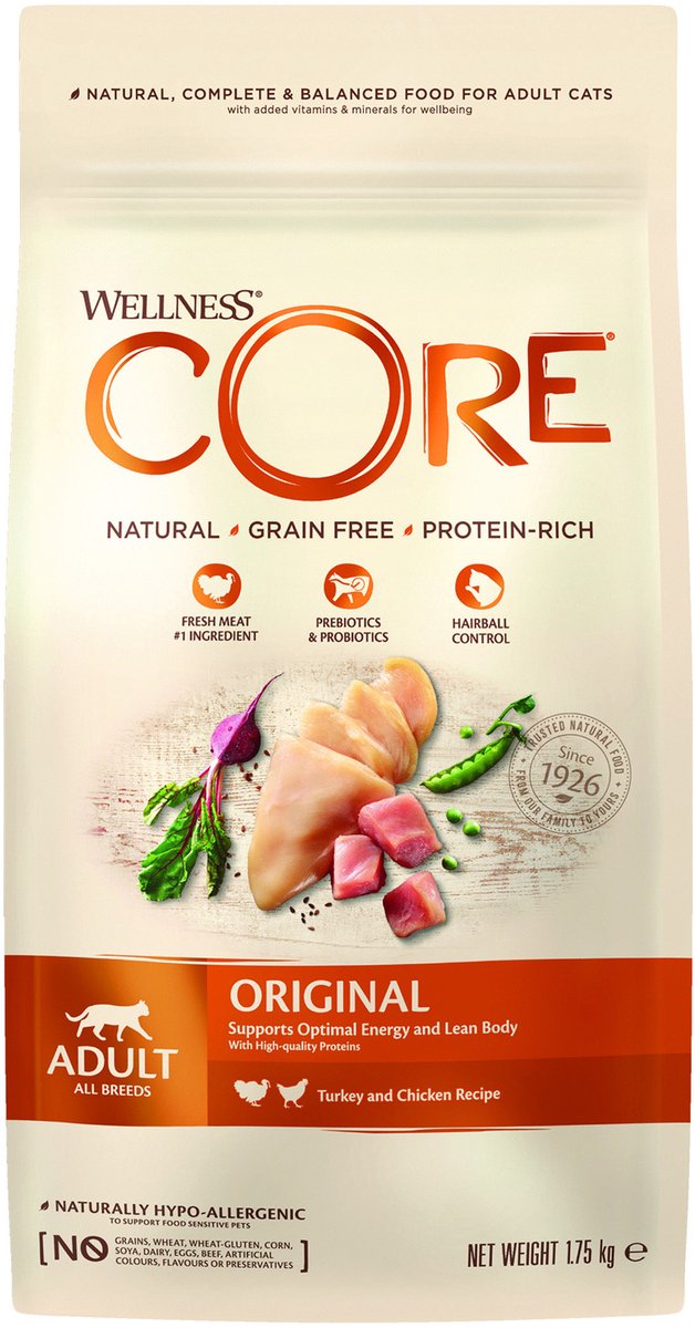 Wellness core grain free cat original kalkoen kip - kattenvoer - 1.75 kg
