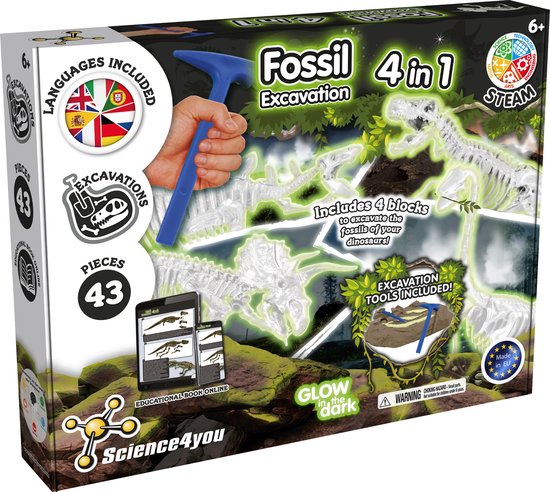 Oku science4you - fossielen opgraven 4in1 set