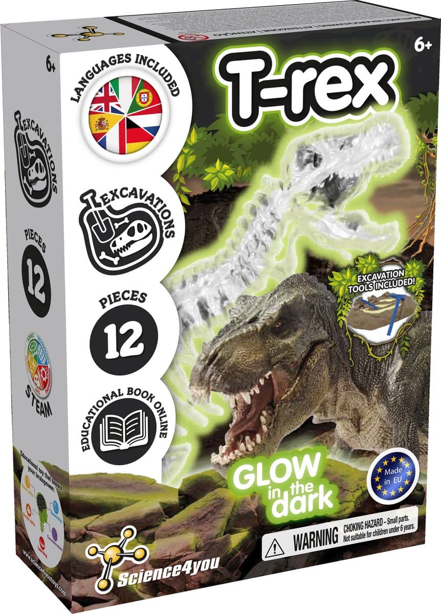 science 4 you experimenteer doos t-rex glow in the dark set