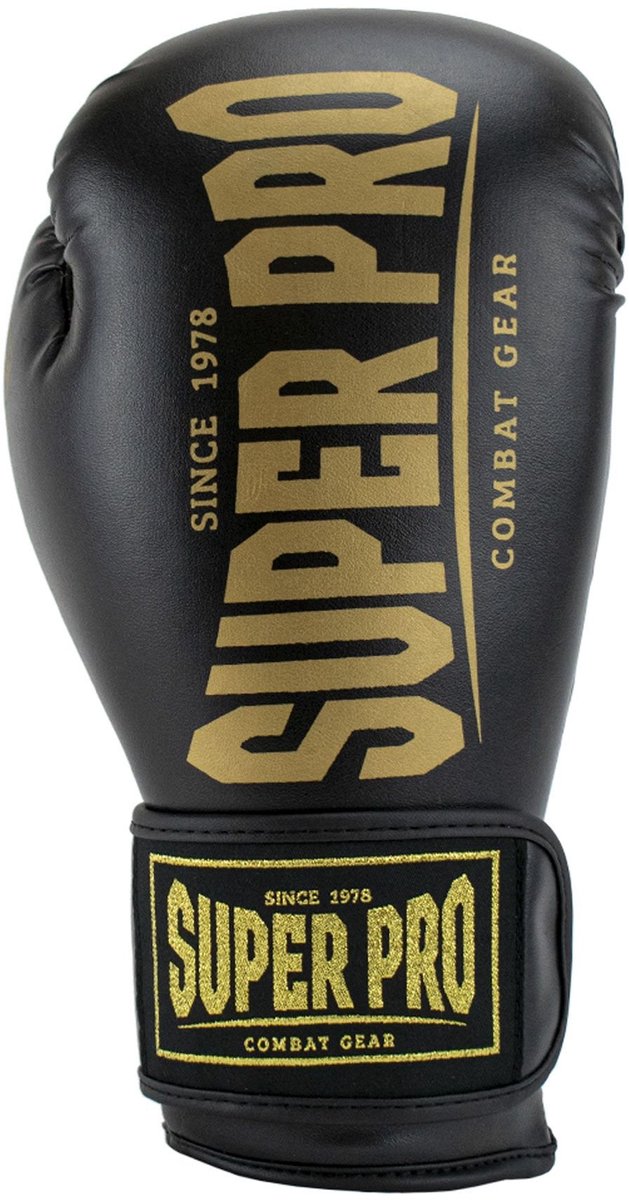 Super pro combat gear champ se (kick)bokshandschoenen zwart goud 14oz 14 oz