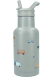 Kidzroom sweet cuddles - schoolbeker en drinkfles - 350ml - stainless steel - auto's - groen