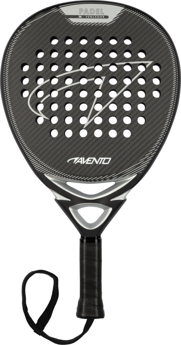 Avento padelracket - vencedor - 3k carbon - teardrop - zwart zilver