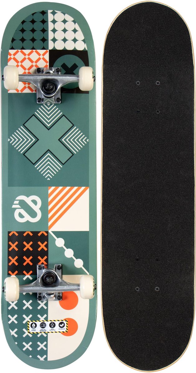 Nijdam classic skateboard - tick tack go - legergroen oranje