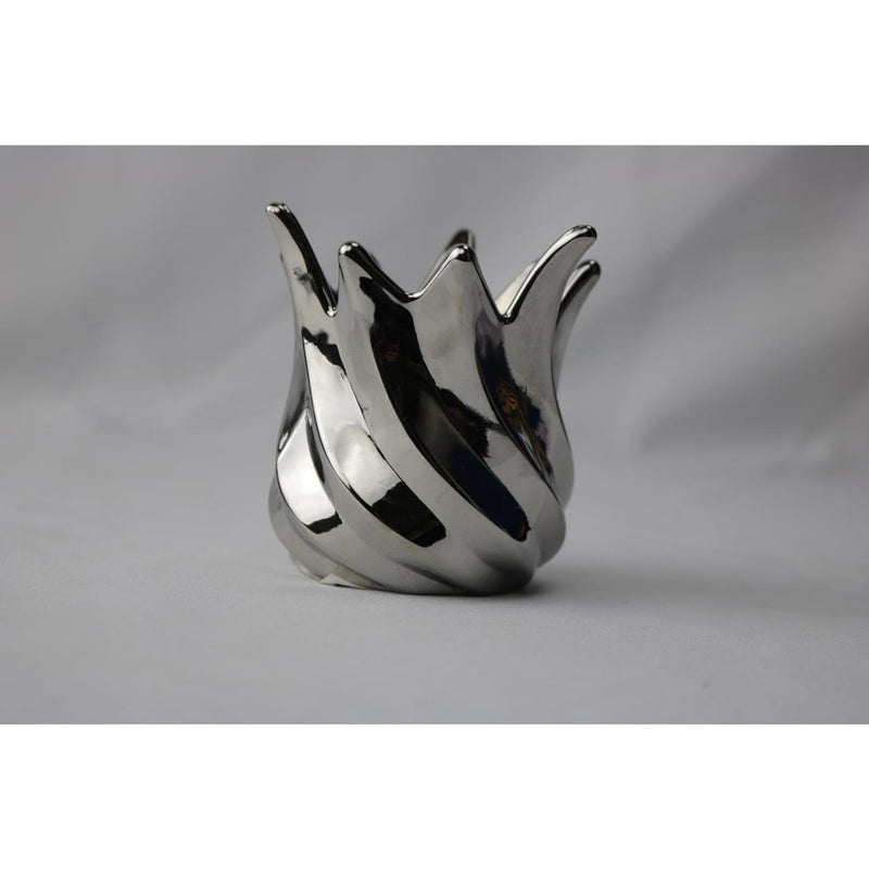 Mansion atmosphere waxinelichthouder zilver 9x9x9,3cm