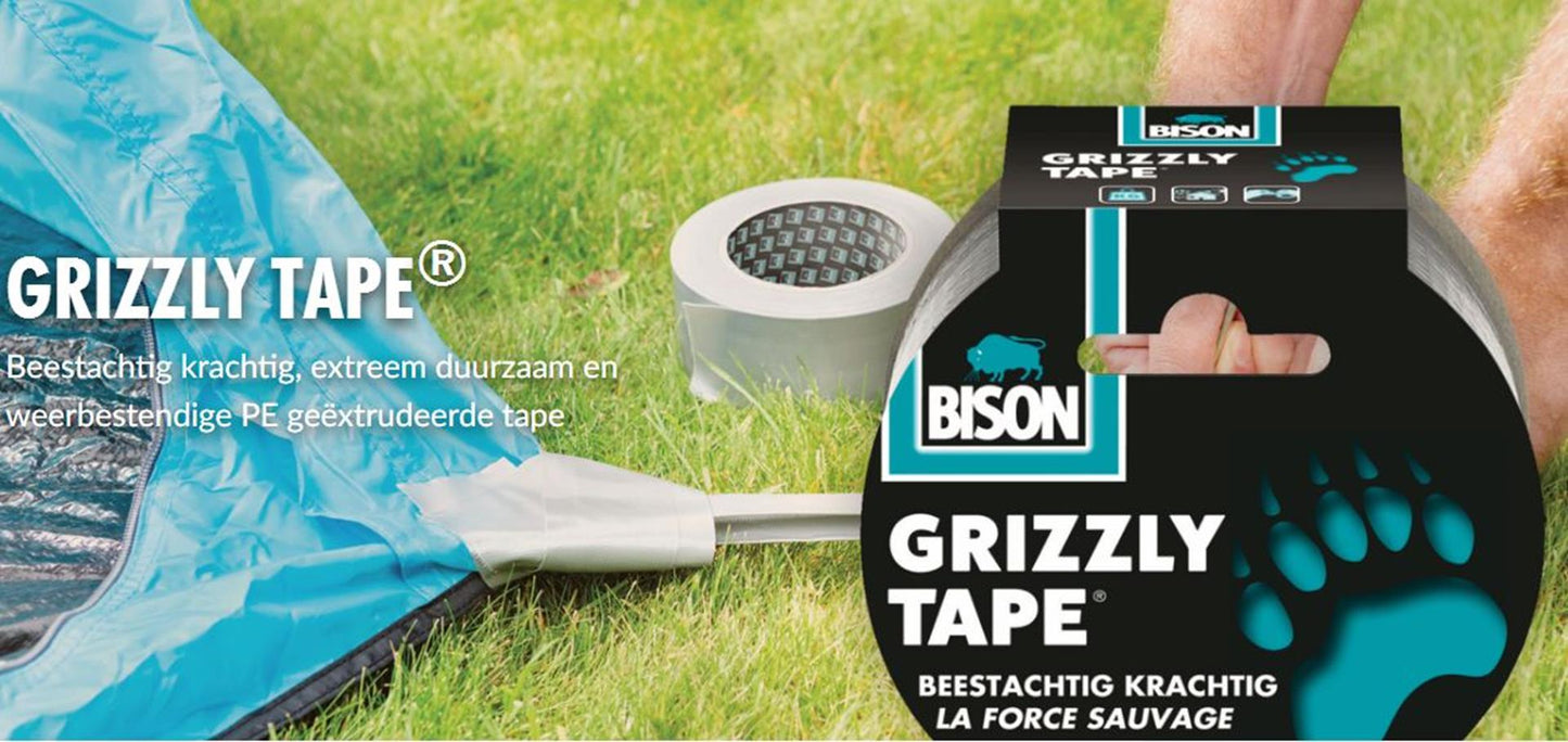 Bison grizzly tape zilver rol 10mx5cm