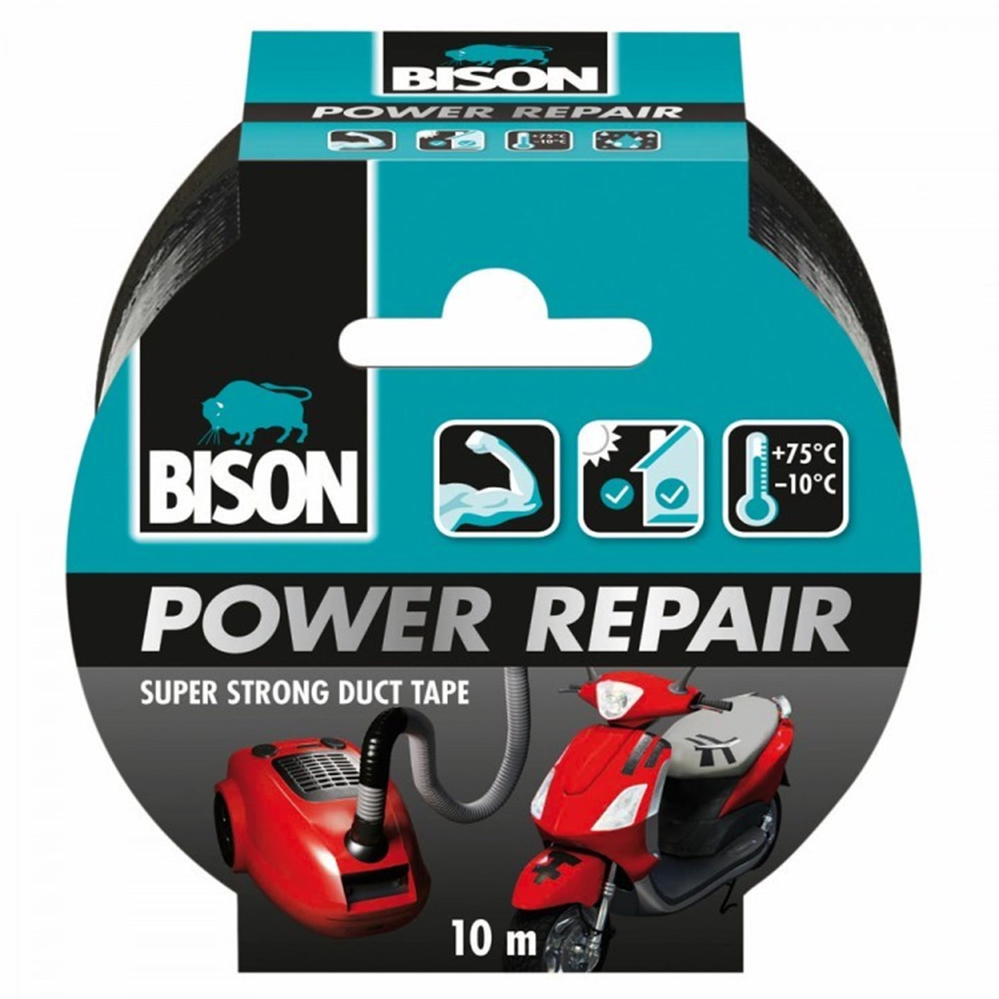 Bison power duct tape zwart 10mx4.8cm