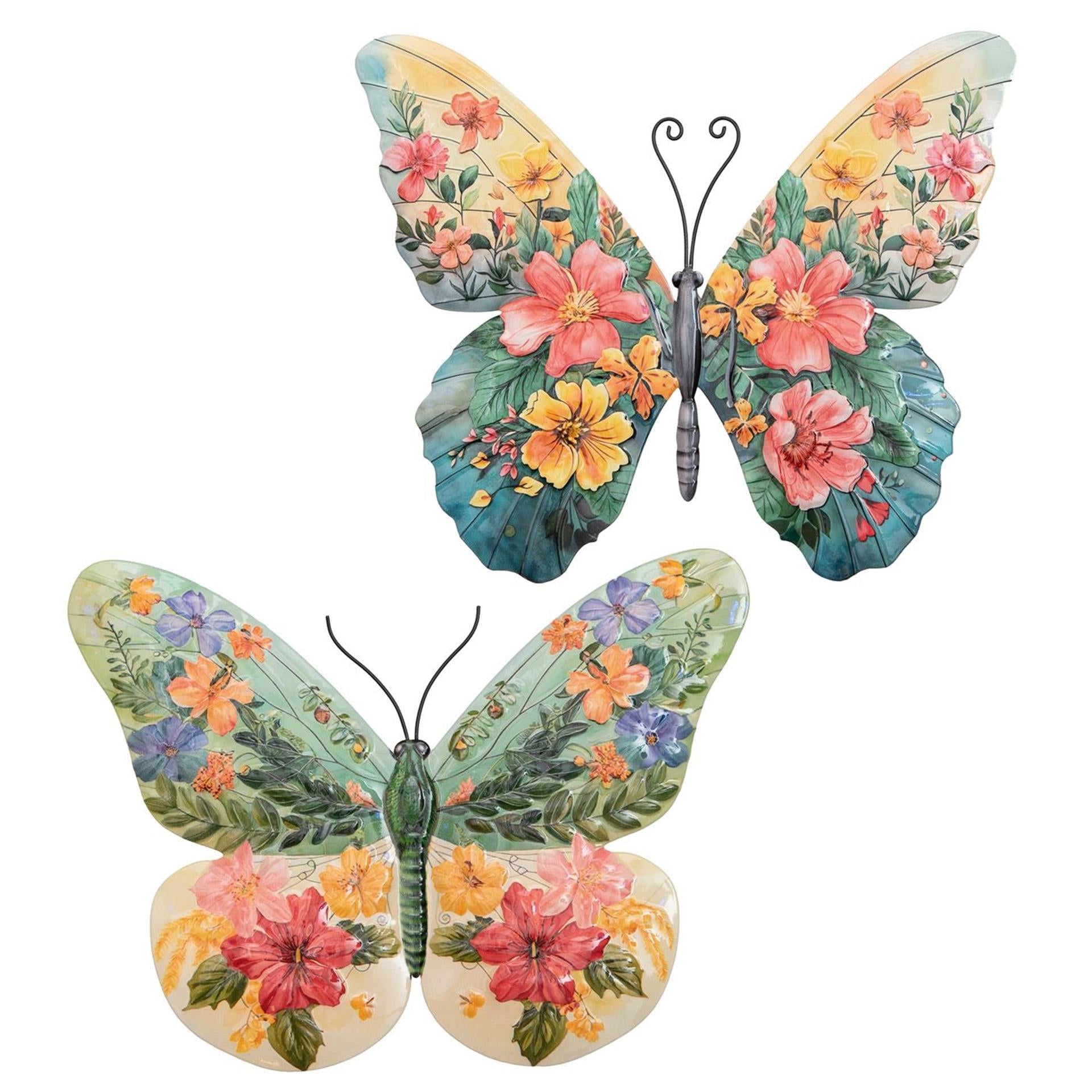 Anna's collection wanddeco vlinder bloemen 28x22,5cm