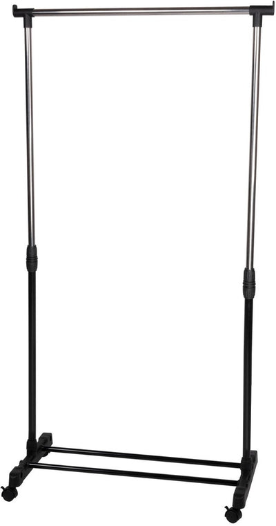 Alpina kledingrek met wieltjes - kleding rek hoogte verstelbaar 93 - 158cm - mobiele kledingstang - zwart