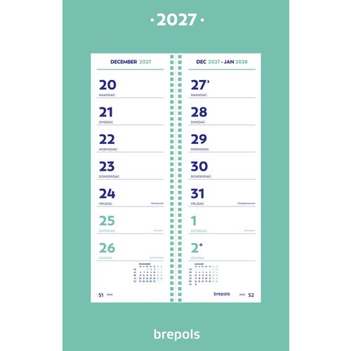 Wand 2-weekkalender brepols 19x34cm
