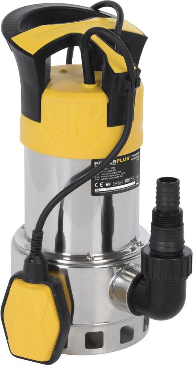 Powerplus elektrische waterpomp powxg9535 - dompelpomp van 900 w, maximale temperatuur van 35 °c en debiet van 14000 l hour, tuingereedschap