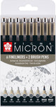 Sakura pigma micron fineliner set | 8 pennen, licht koelgrijs koelgrijs