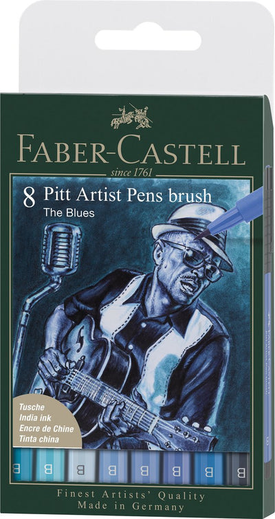 Faber-castell tekenstift - pitt artist pen - 8-delig - blues - fc-167173