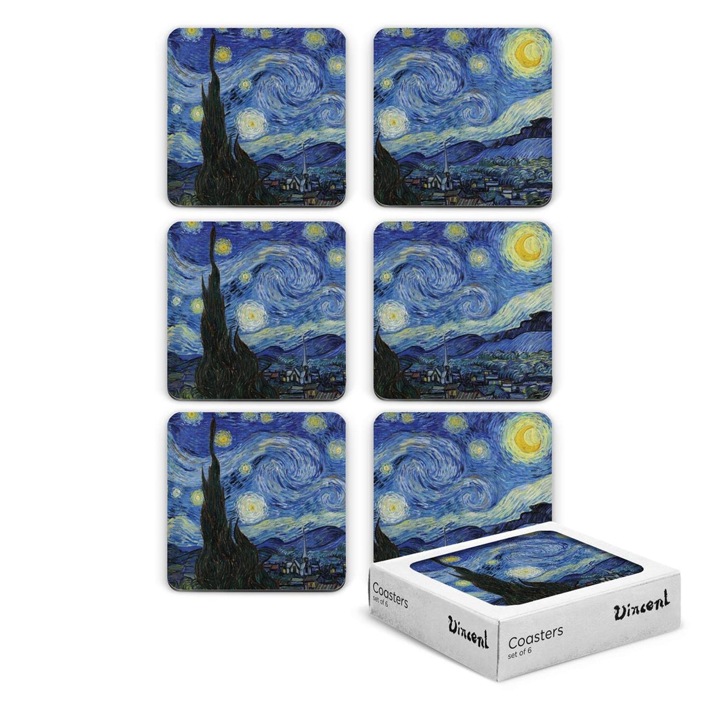 Mtd onderzetters van gogh starry night 6 stuks