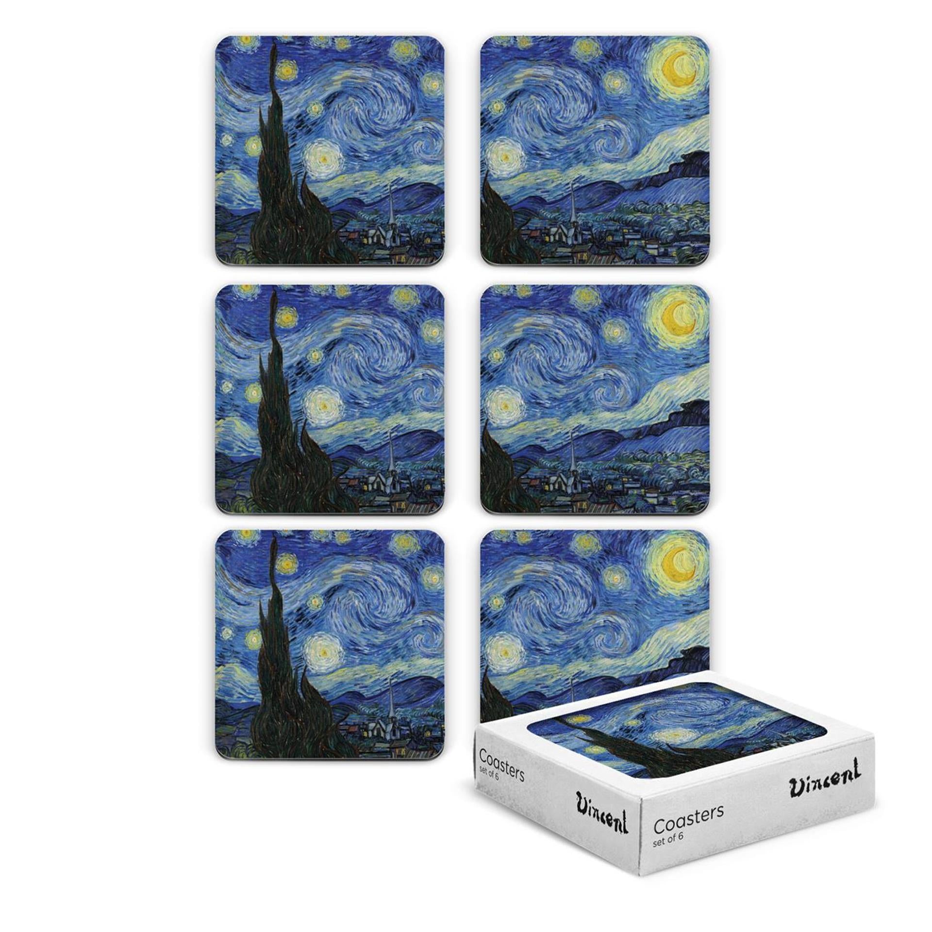 Mtd onderzetters van gogh starry night 6 stuks