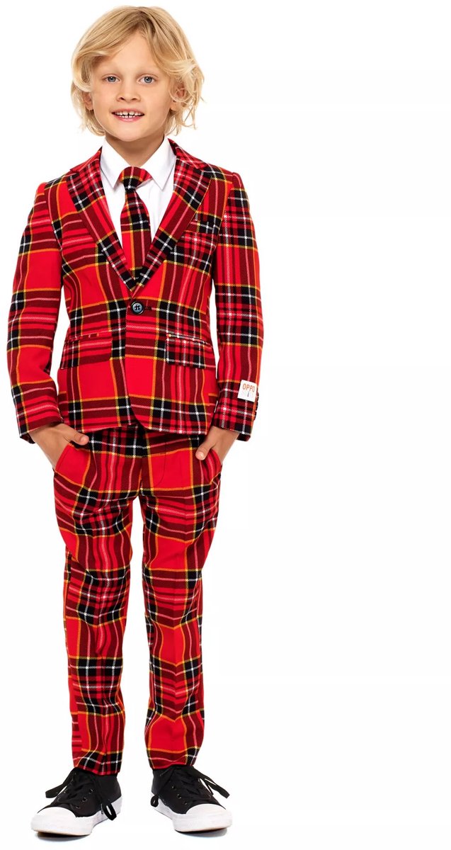 Opposuits the lumberjack - jongens kostuum - rood - kerst - maat 110 116