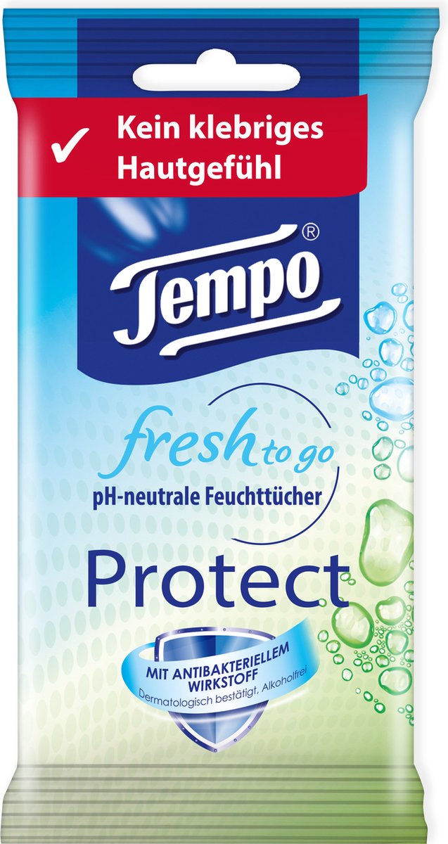 Tempo fresh to go protect - 15 x 10 = 150 vochtige doekjes