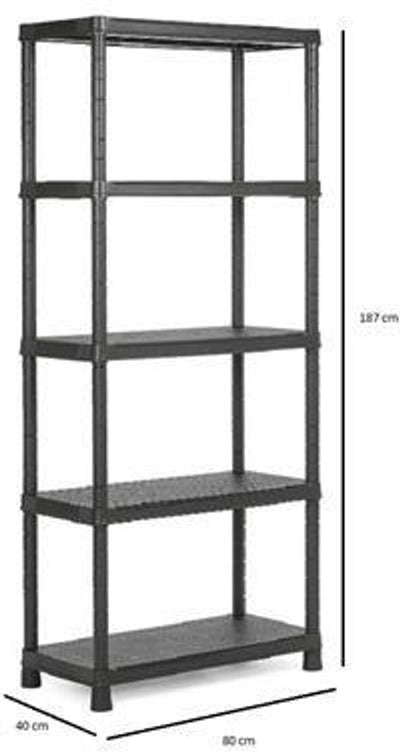 Keter kunststof stellingkast plus - opbergrek - 80x40x187cm - zwart