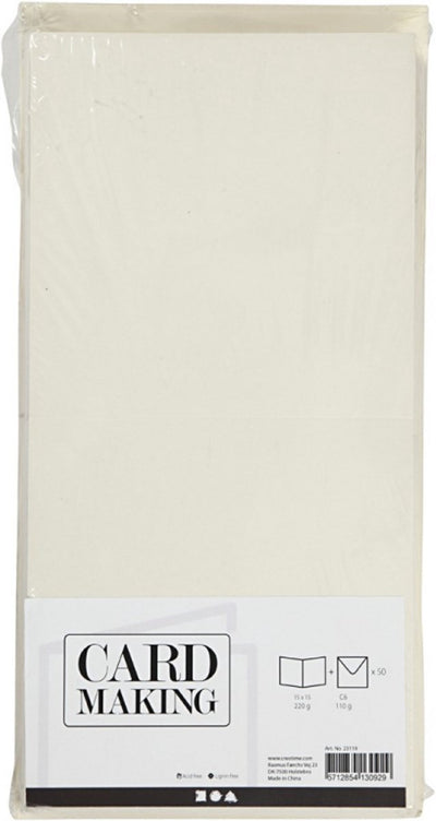 Creativ company cc kaarten enveloppen off-white 15x15 cm 50 sets