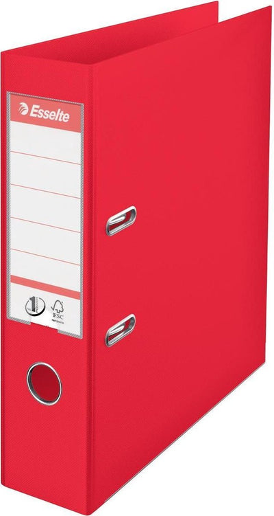 Esselte no.1 vivida kunststof a4 ordner met etikethouder - voor 500 vel - rugbreedte van 75mm - rood
