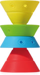 Moluk hix - tropische kleuren, 4 omvormbare bouwkegels in elastische siliconen rubber, in doos 8.2x8.2x14.3cm, 2+