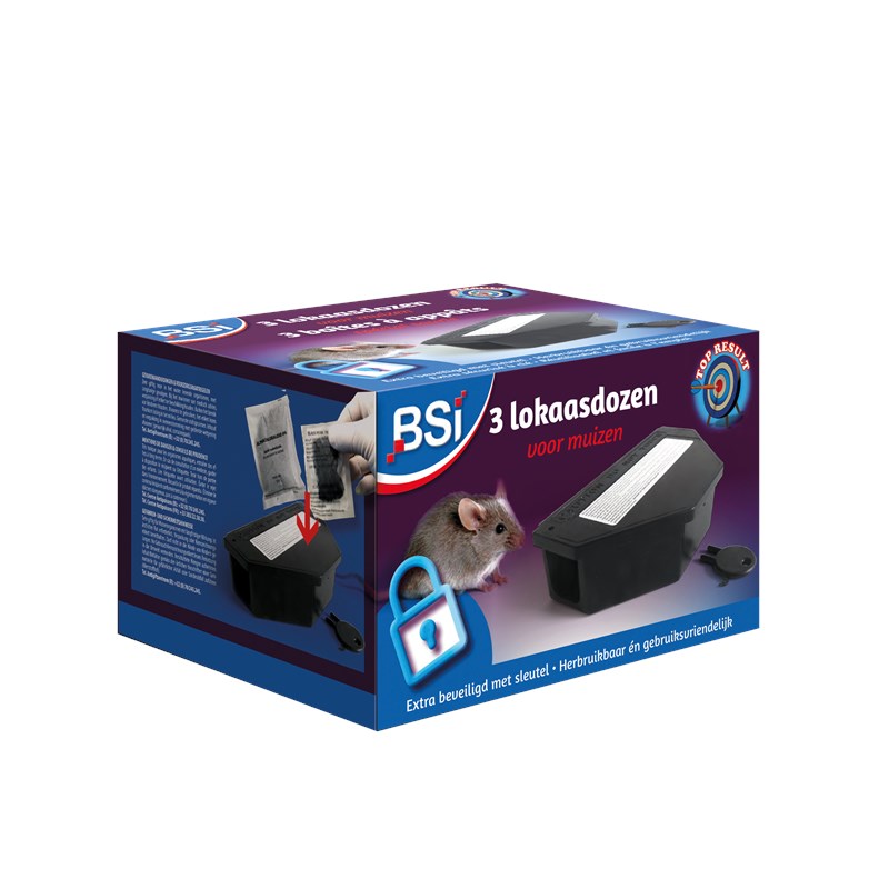 Bsi 3 lokaasdozen voor muizen + sleutel