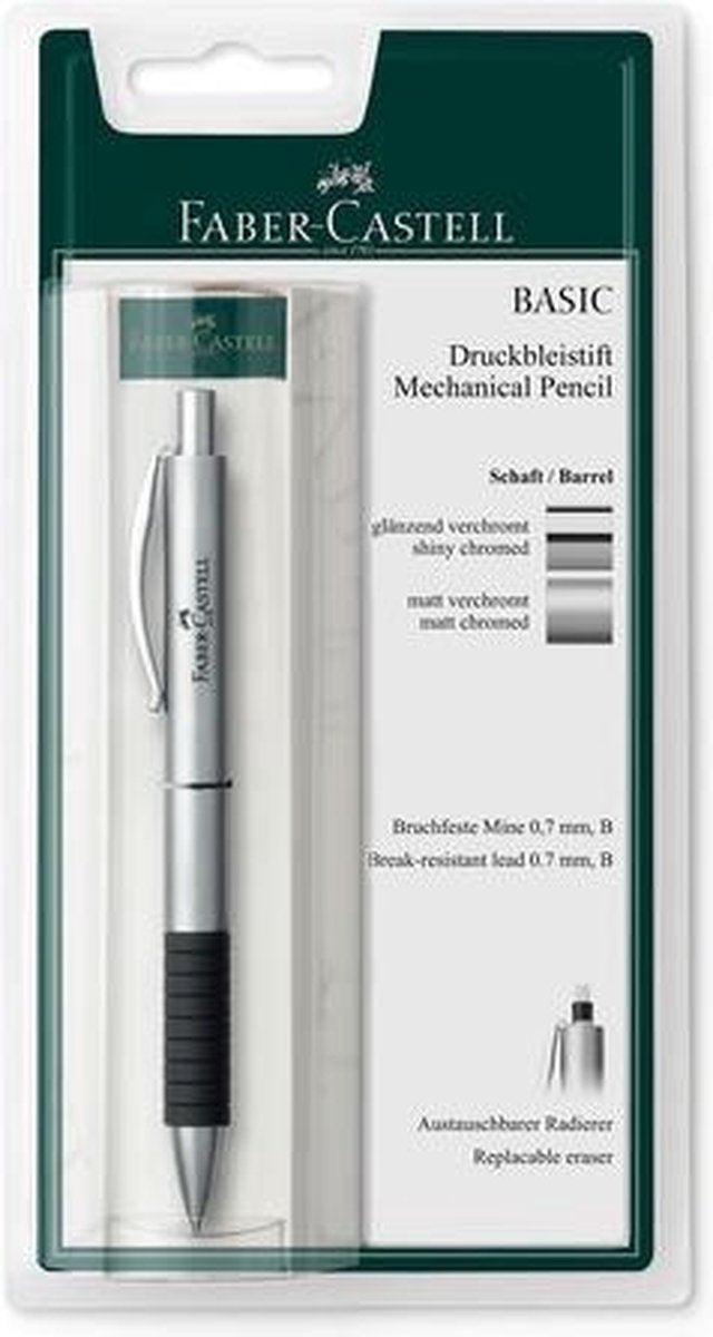 Faber-castell -vulpotlood - basic - metal mat chroom - op blister - fc-138478