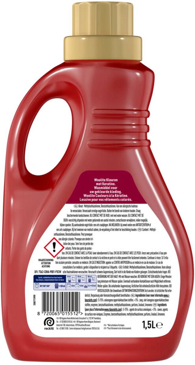 Woolite wasmiddel color met keratine 30 wasbeurten - 1,5 liter