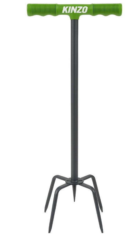 Kinzo woelvork 96cm - tuinklauw en cultivator - aarde losmaken, onkruid wieden, grond beluchten, kultiveren - zilver