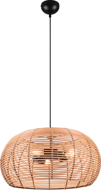 Trio inga - hanglamp - natuurlijk - rotan - excl. 3x e27 4w